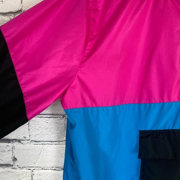 Elbowgrease Oversized Colorblock Y2K Pink & Blue Hooded Windbreaker size XL - Picture 4 of 7